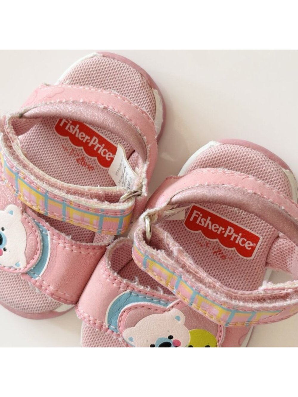 90s Y2K Vintage Fisher Price Infant Footwear Pink Bear Plaid Size US 1